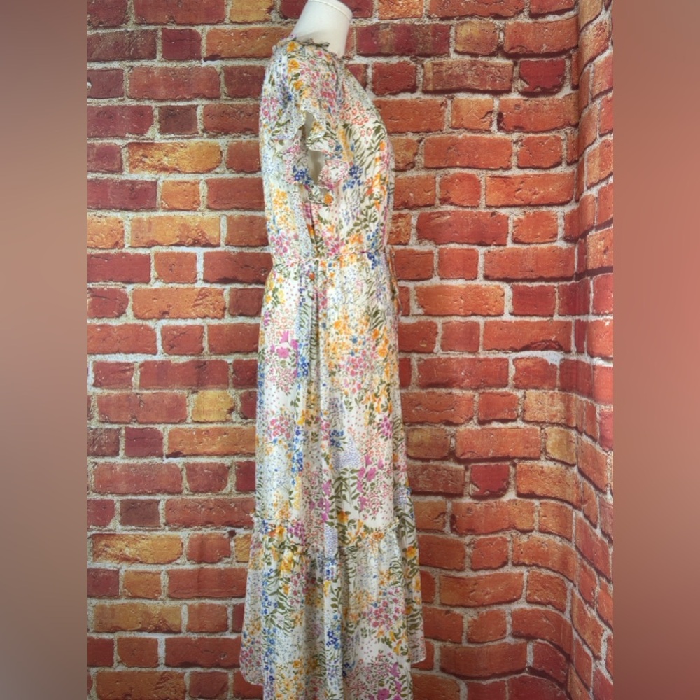 Lucy Paris Multicolor Floral Maxi Dress Size Small Bohemian Cottagecore prairie - Picture 4 of 11